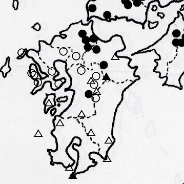 九州におけるクビアカジョウカイとミエコジョウカイの分布